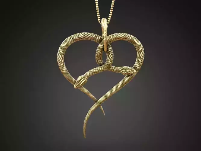 Pendant heart snakes serpents scales 3D print model