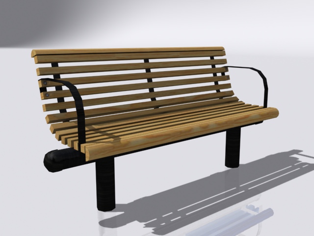 Bench park 3D model_3