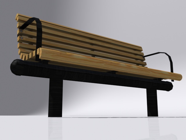 Bench park 3D model_2