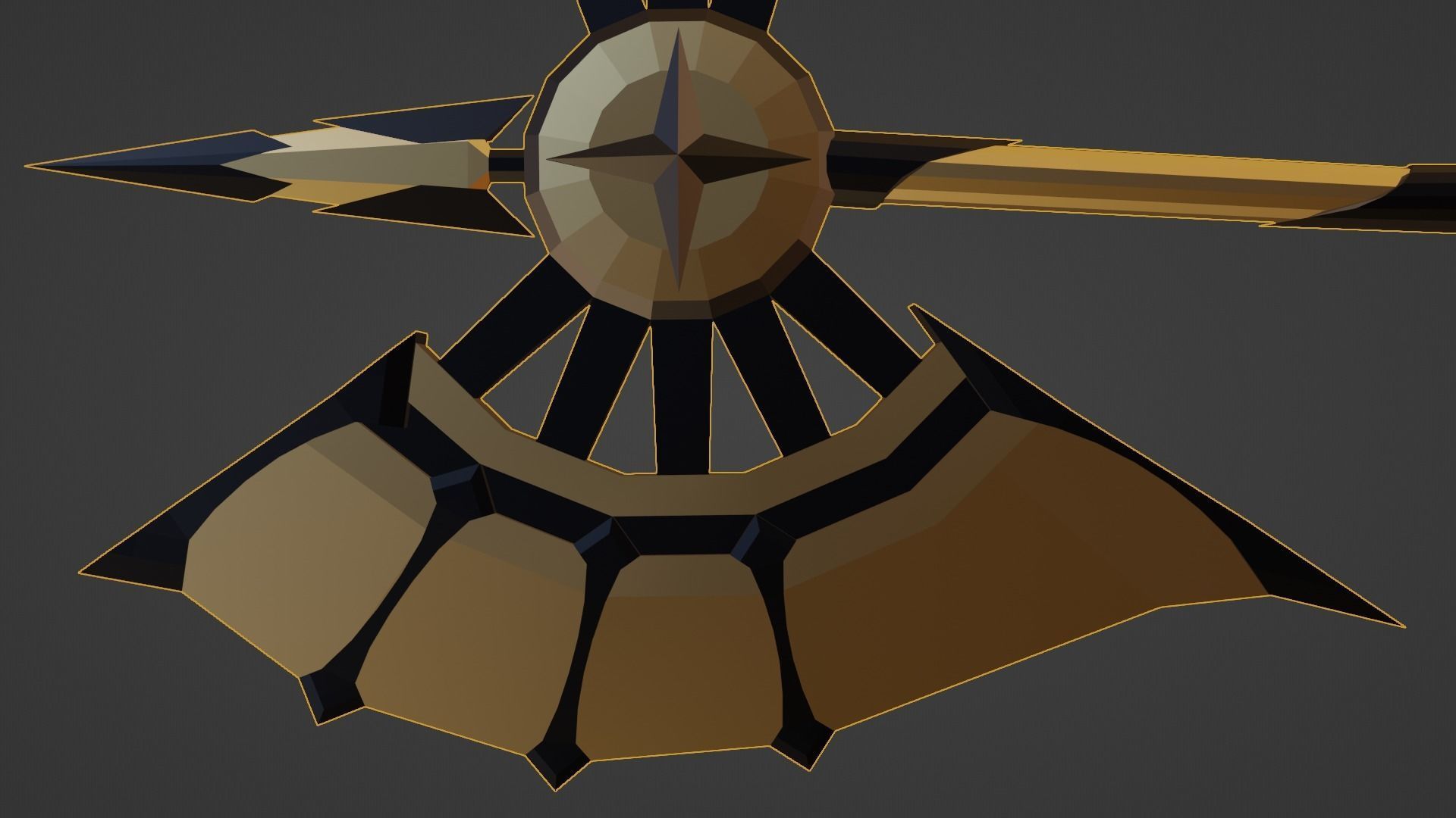 stylized golden fantasy axe  Free low-poly 3D model_6
