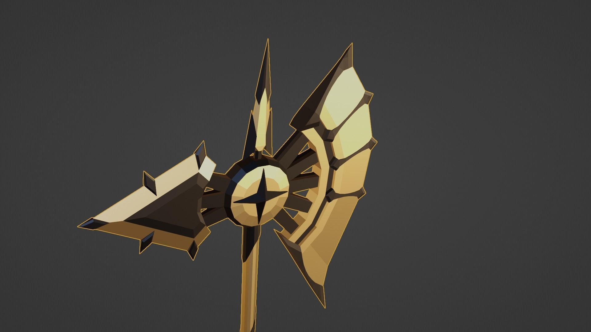 stylized golden fantasy axe  Free low-poly 3D model_9