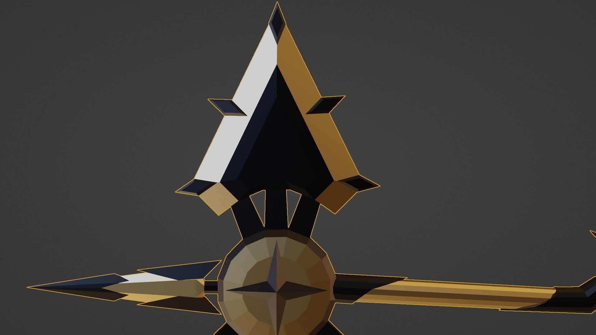 stylized golden fantasy axe  Free low-poly 3D model_7