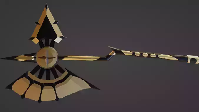 stylized golden fantasy axe 