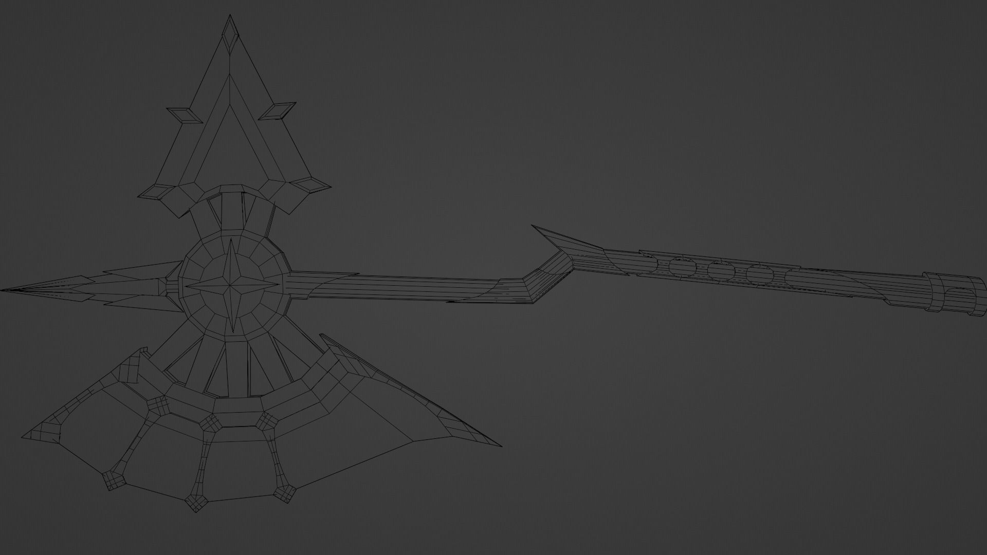 stylized golden fantasy axe  Free low-poly 3D model_4