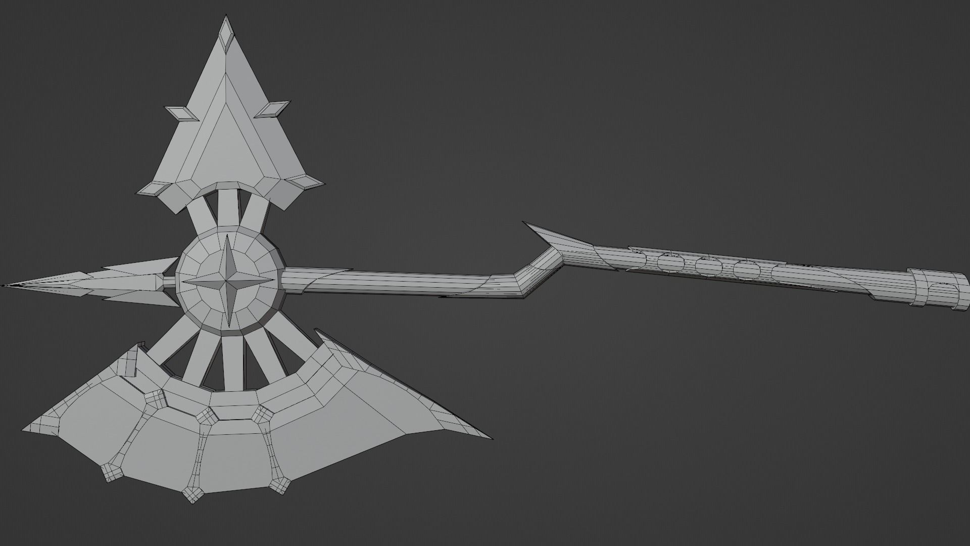 stylized golden fantasy axe  Free low-poly 3D model_3