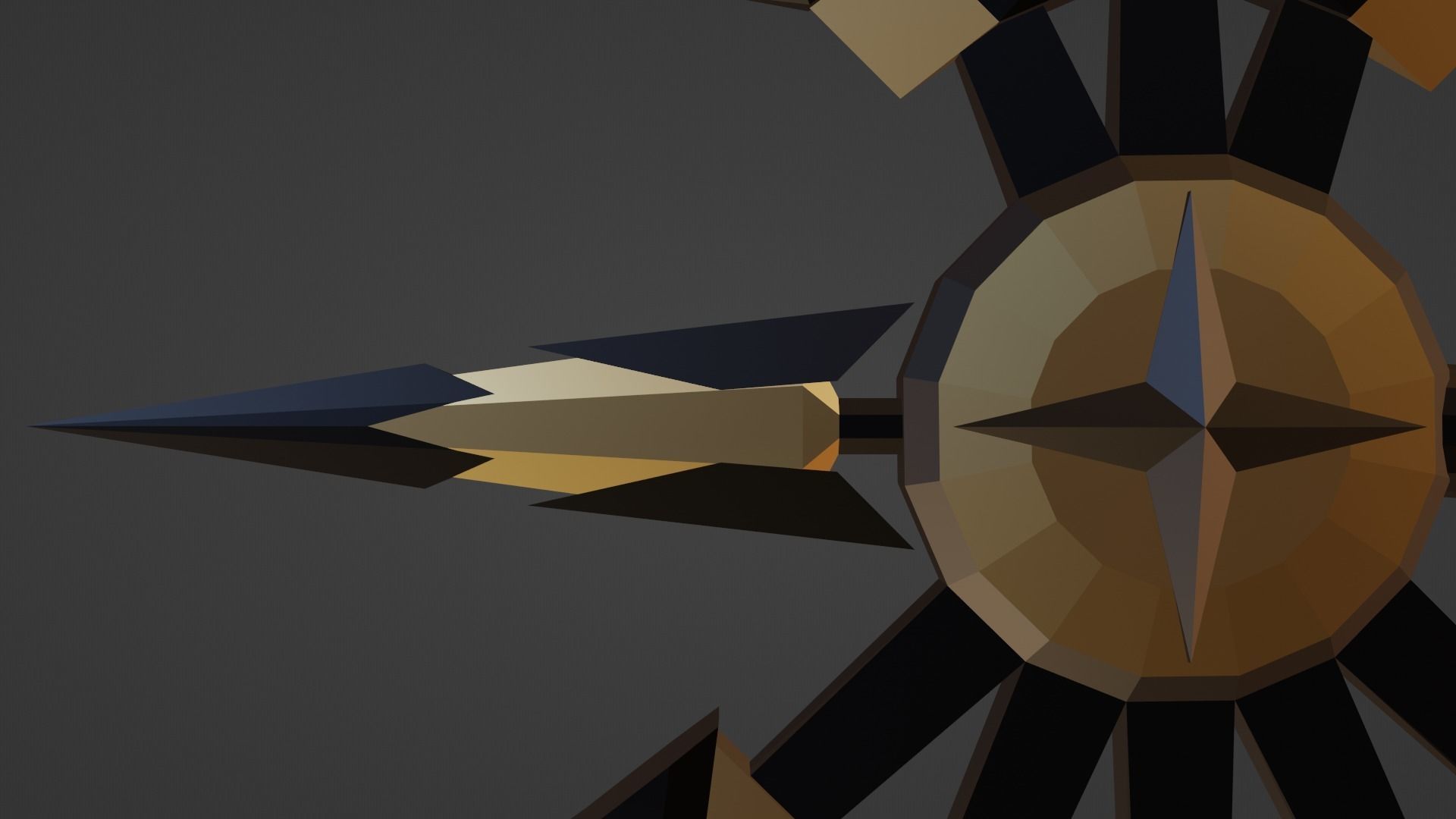 stylized golden fantasy axe  Free low-poly 3D model_8