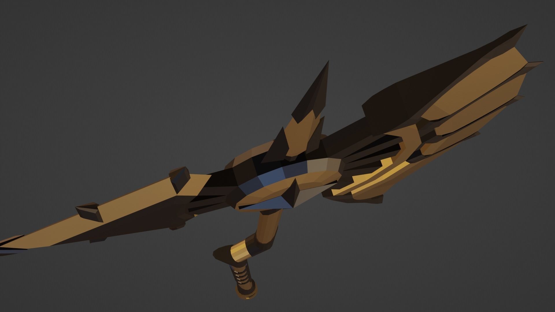 stylized golden fantasy axe  Free low-poly 3D model_10