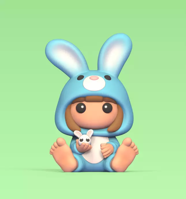 Girl Bunny Clothes 3D print model_0