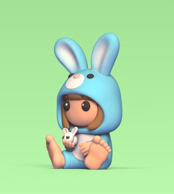 Girl Bunny Clothes 3D print model_1