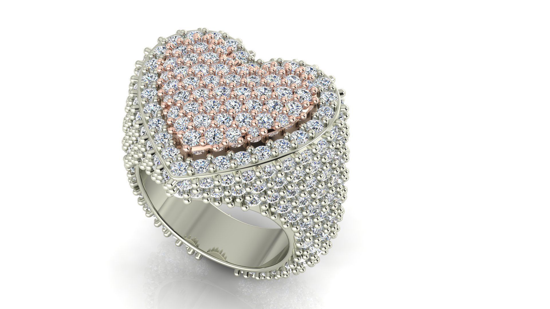 DIAMOND HEART RING  3D print model_2