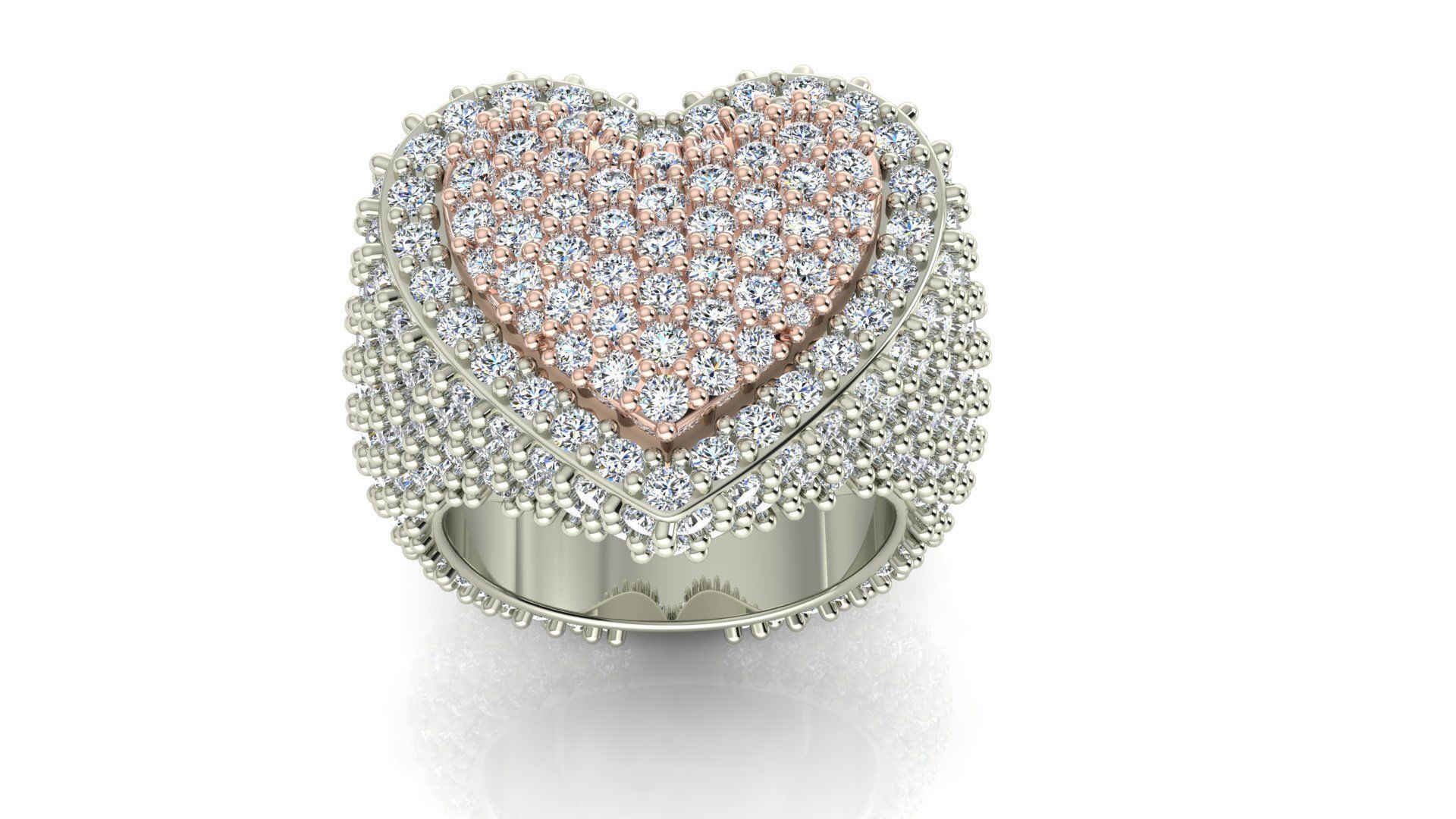 DIAMOND HEART RING  3D print model_1