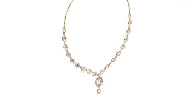 NK-73 necklace with diamonds and pearls 3D print model