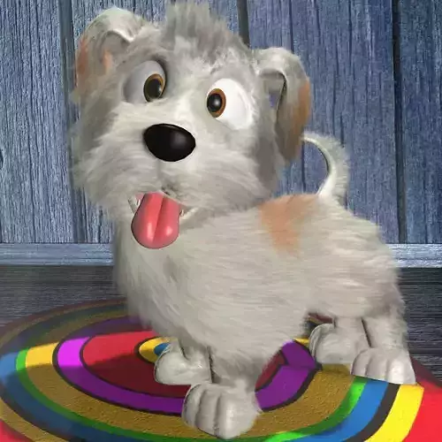 Cartoon Little Dog RIGGED Low-poly 3D model