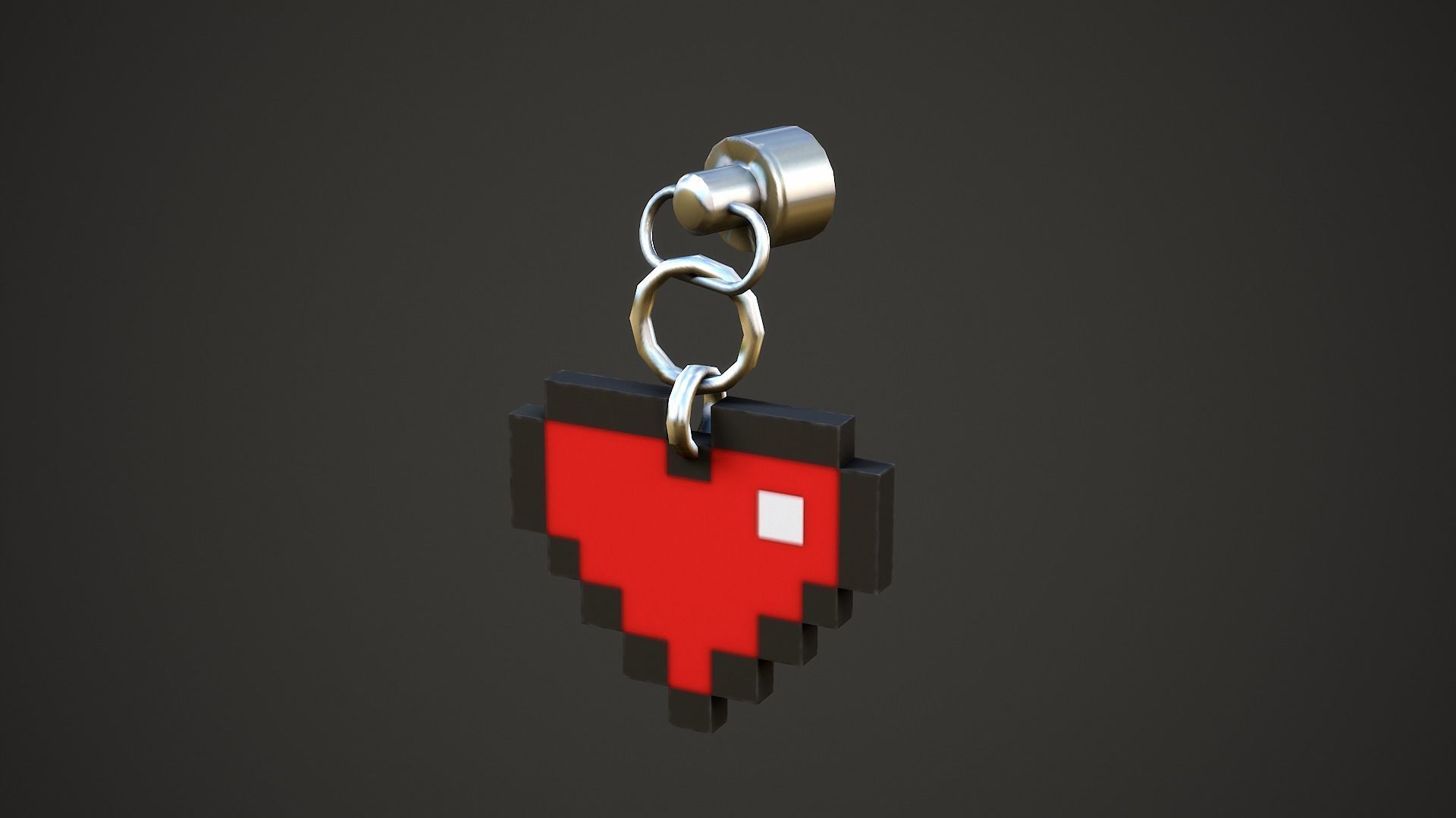 8-Bit Heart Weapon Charm - Low Poly Game Ready Low-poly 3D model_4