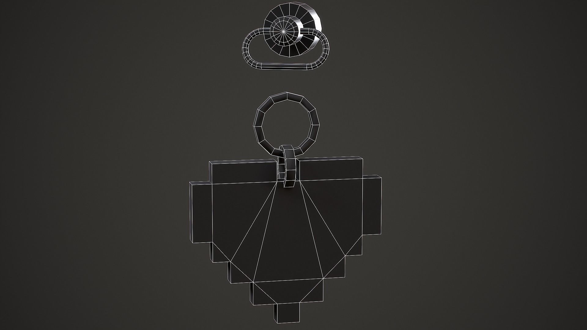 8-Bit Heart Weapon Charm - Low Poly Game Ready Low-poly 3D model_10