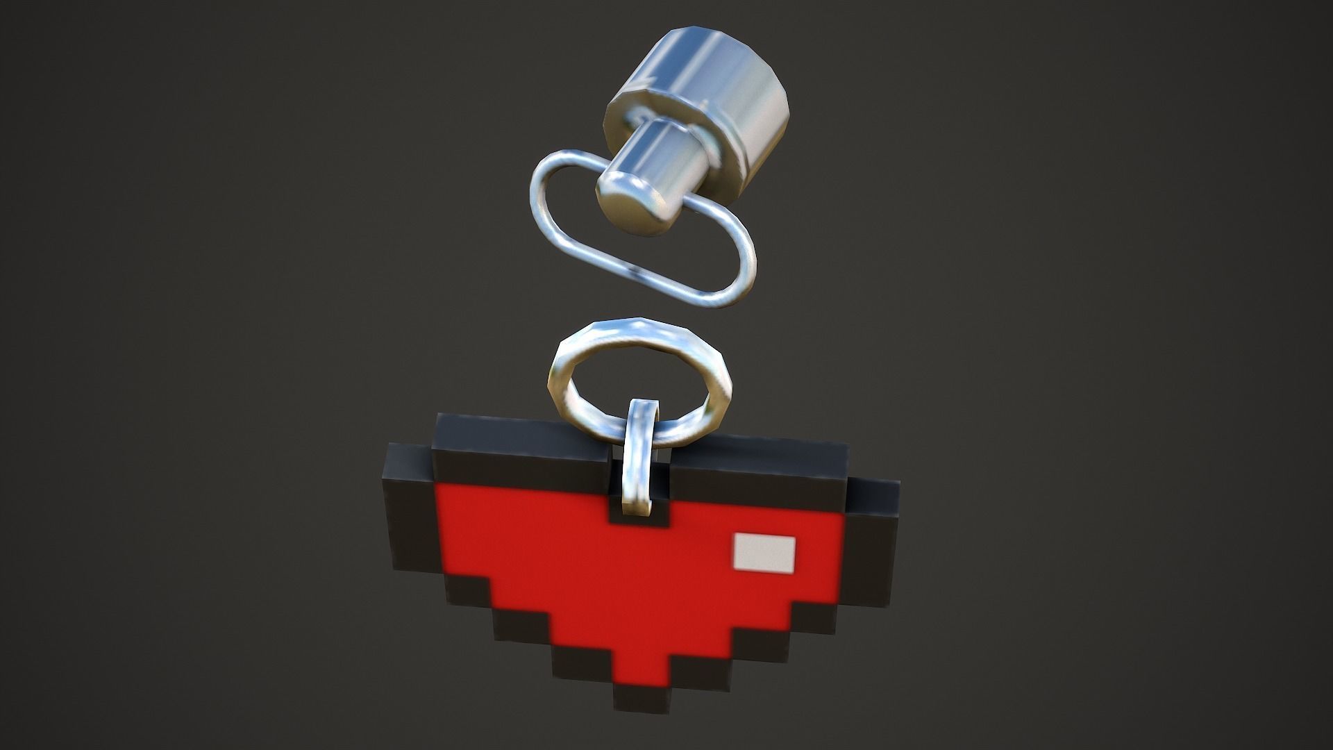 8-Bit Heart Weapon Charm - Low Poly Game Ready Low-poly 3D model_8