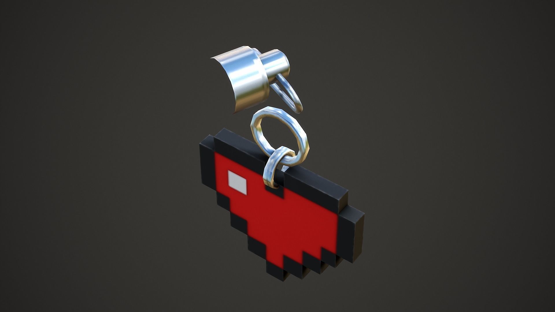 8-Bit Heart Weapon Charm - Low Poly Game Ready Low-poly 3D model_7
