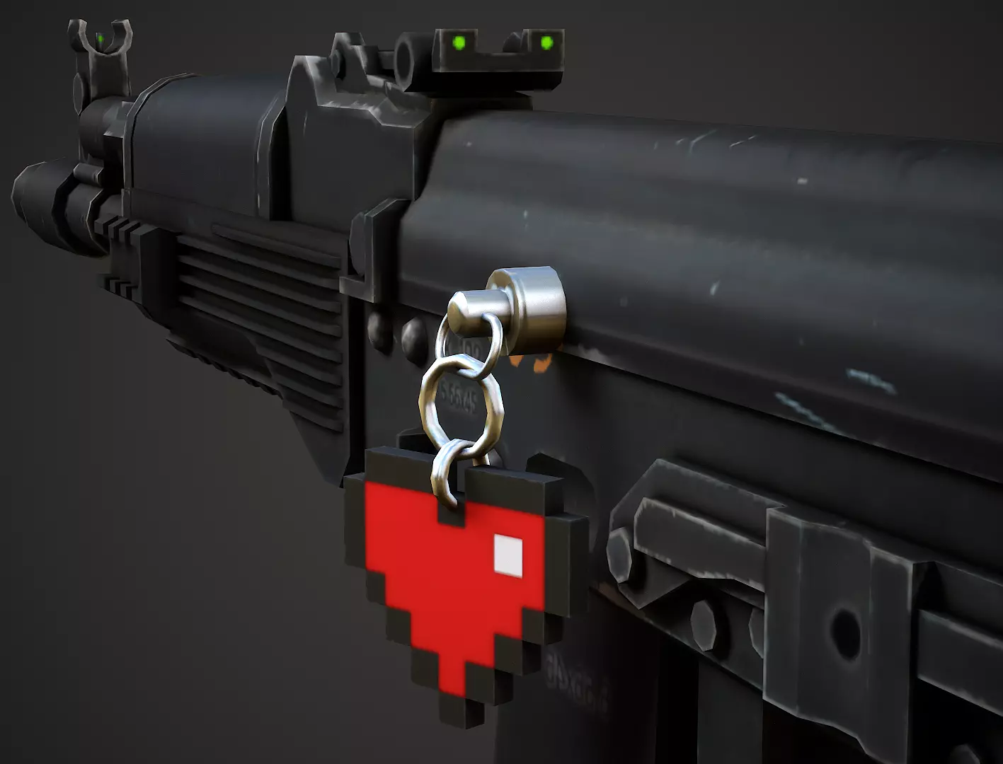 8-Bit Heart Weapon Charm - Low Poly Game Ready Low-poly 3D model_0