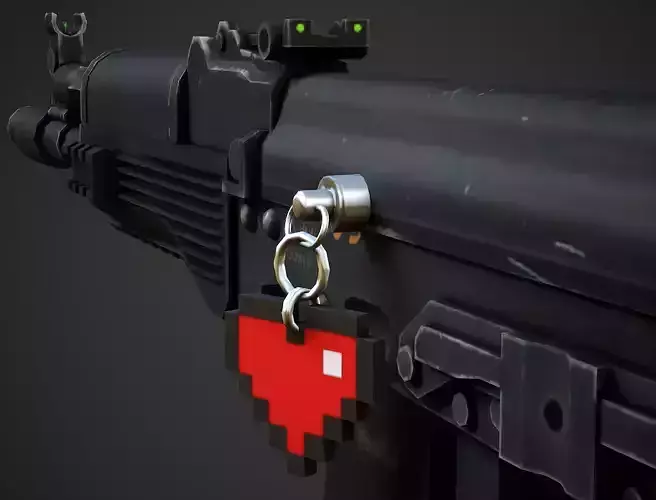 8-Bit Heart Weapon Charm - Low Poly Game Ready Low-poly 3D model