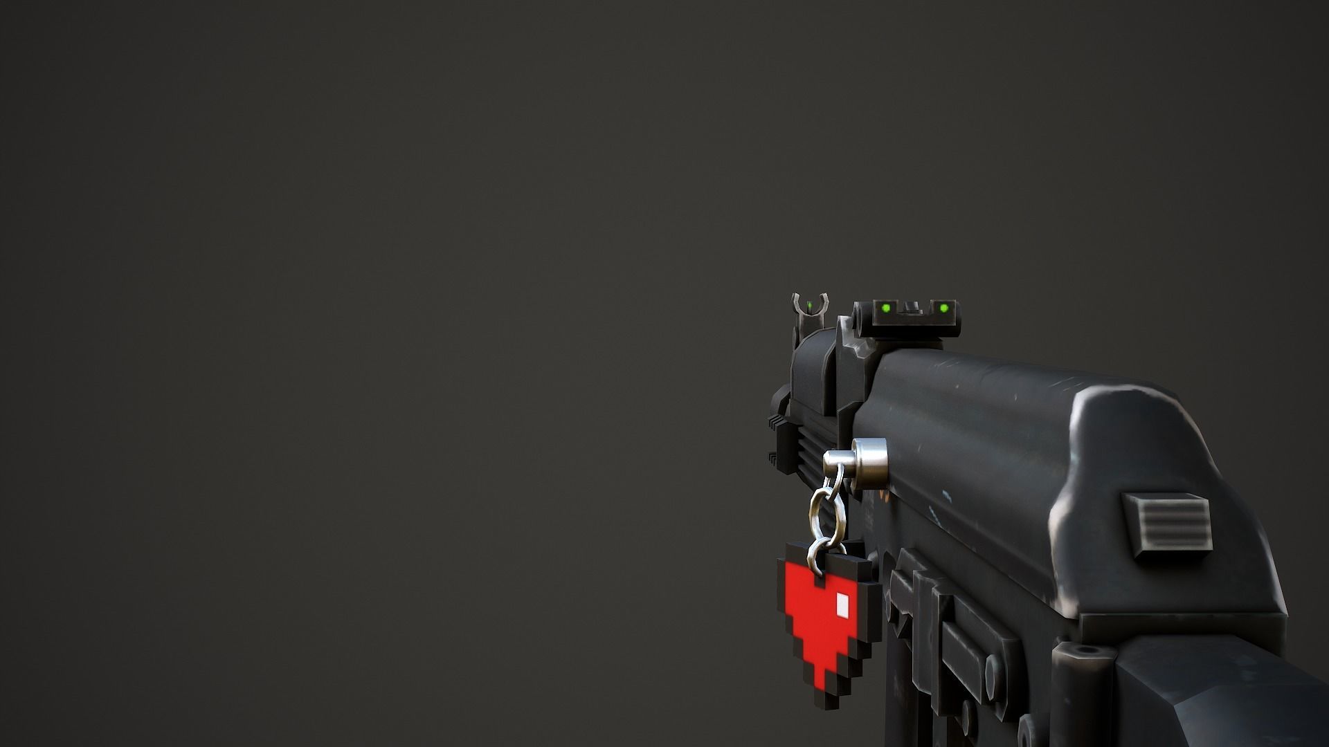 8-Bit Heart Weapon Charm - Low Poly Game Ready Low-poly 3D model_2