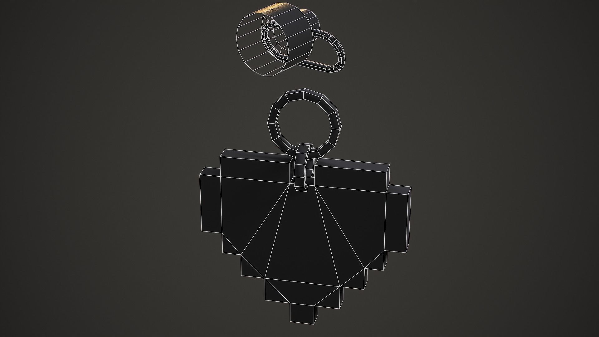 8-Bit Heart Weapon Charm - Low Poly Game Ready Low-poly 3D model_11