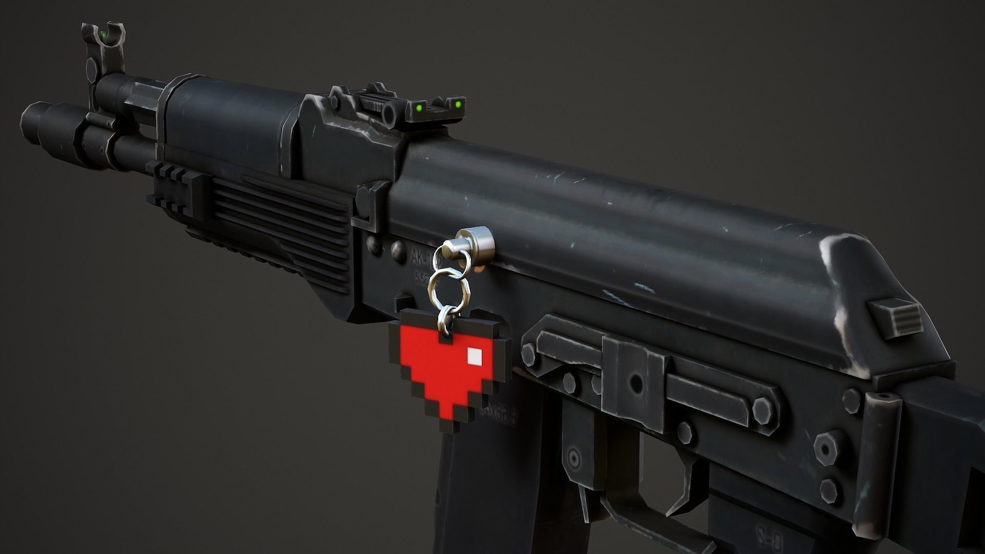 8-Bit Heart Weapon Charm - Low Poly Game Ready Low-poly 3D model_1