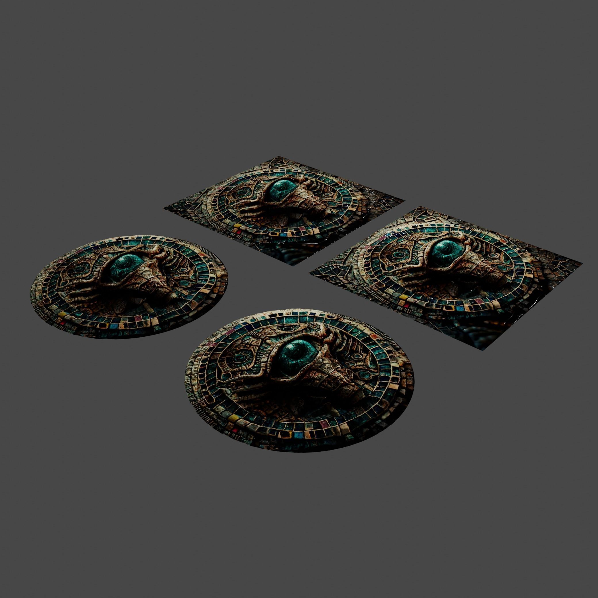 3D model and PBR textures of an ancient alien mosaic Low-poly 3D model_2