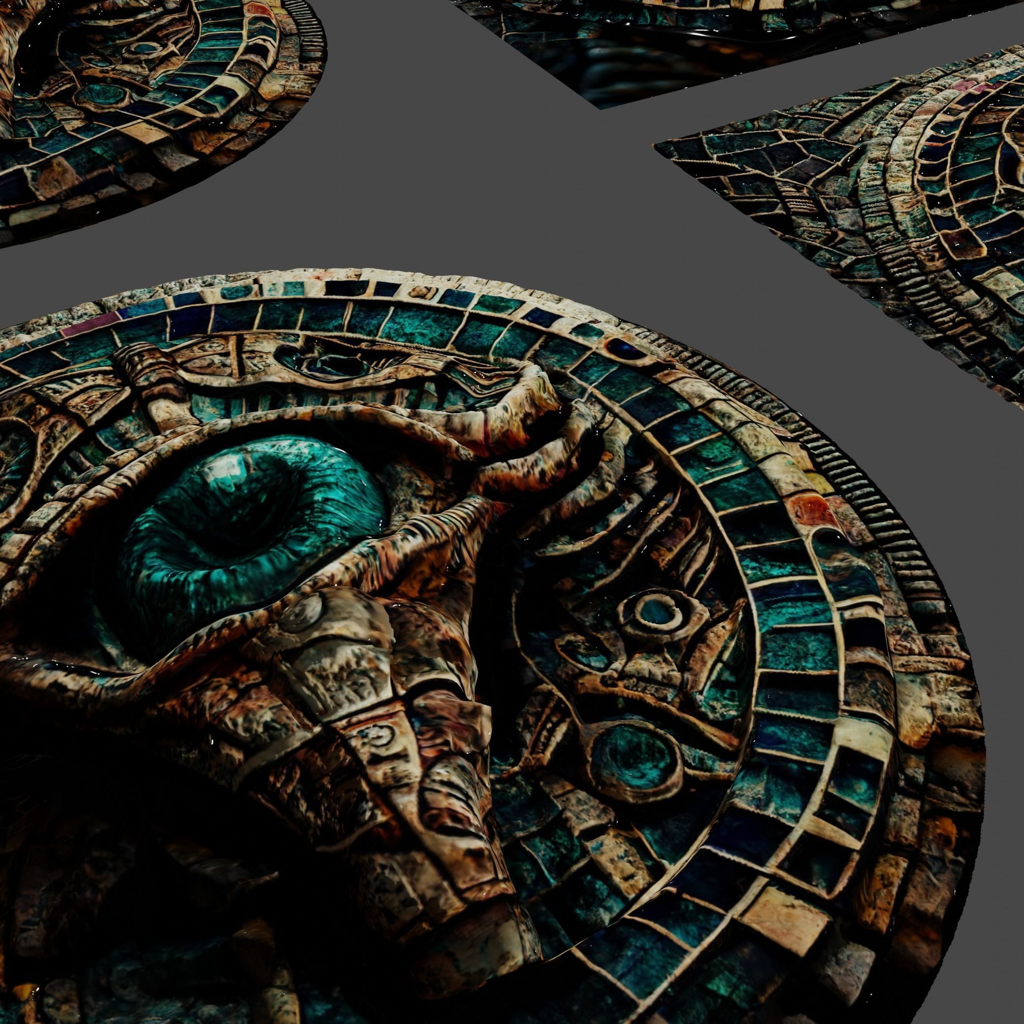 3D model and PBR textures of an ancient alien mosaic Low-poly 3D model_5