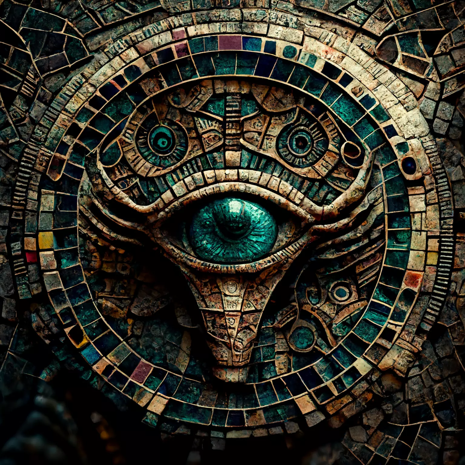 3D model and PBR textures of an ancient alien mosaic Low-poly 3D model_0