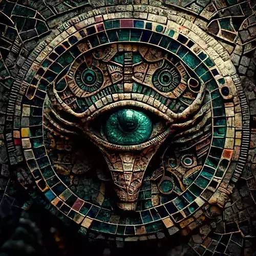 3D model and PBR textures of an ancient alien mosaic Low-poly 3D model