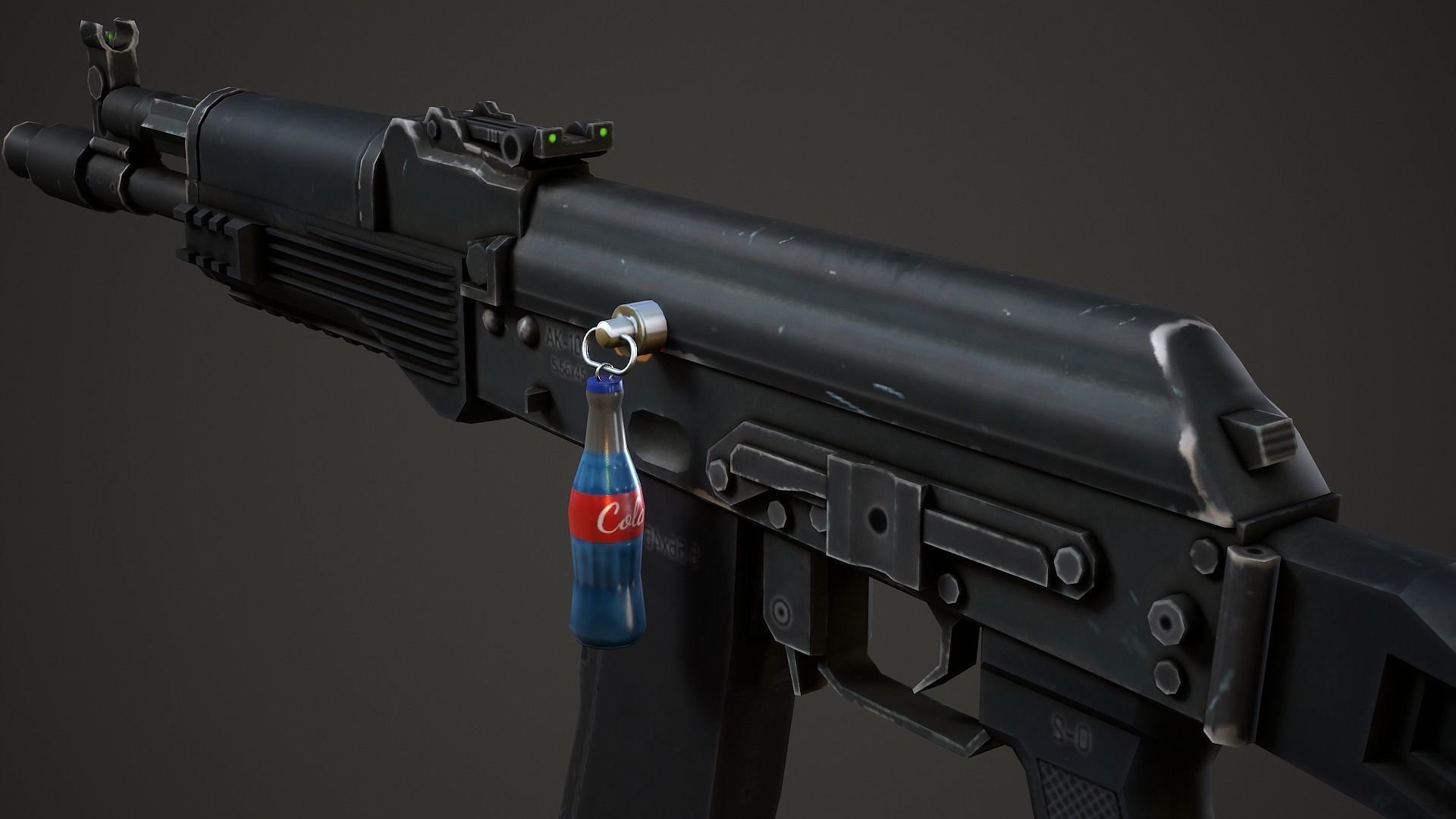 Bottle Weapon Charm - Low Poly Game Ready Low-poly 3D model_1