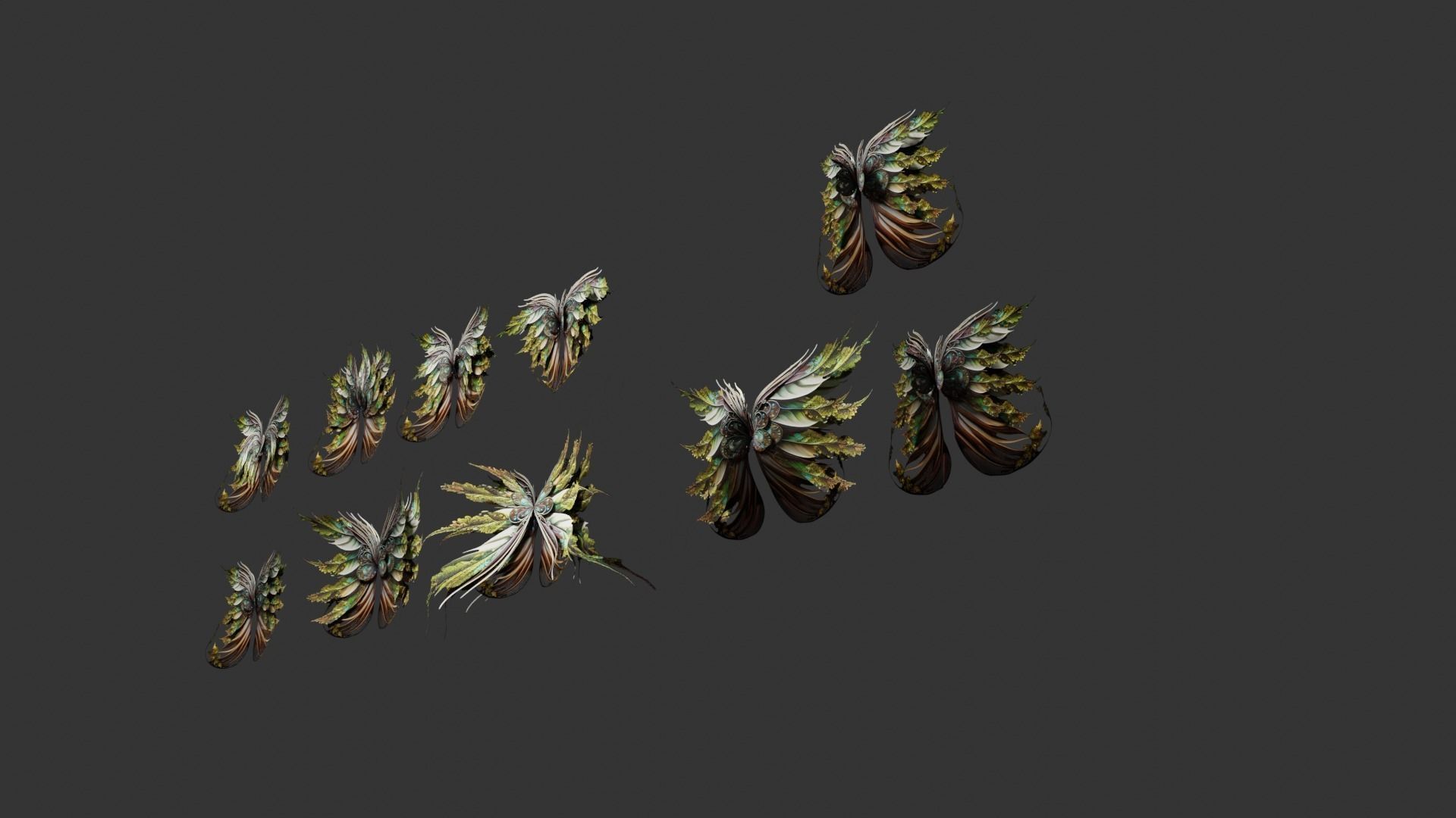 3D model Fantasy wings in 15 versions rigged and animated VR / AR / low ...