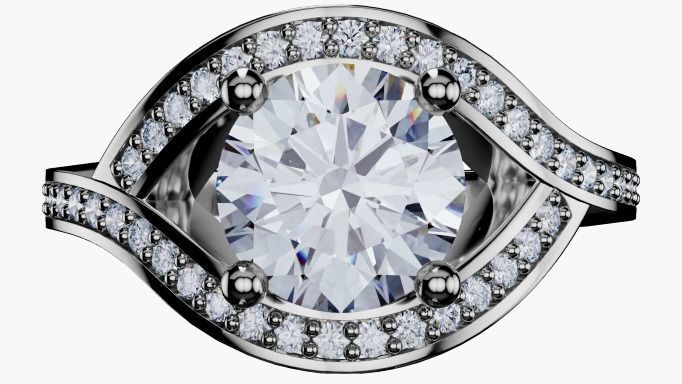 Modern engagement twist ring with diamond 3d print 3D model 3D print model_1