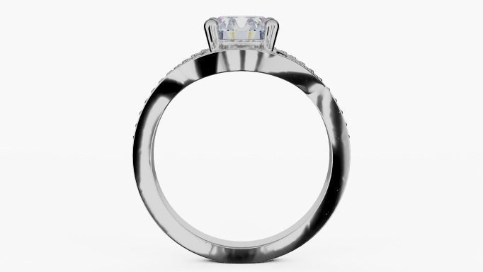 Modern engagement twist ring with diamond 3d print 3D model 3D print model_2