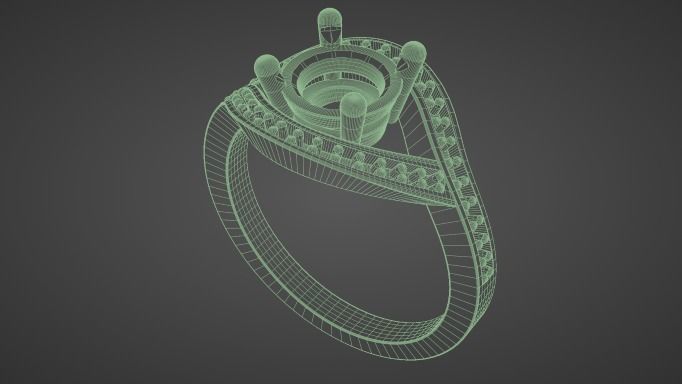 Modern engagement twist ring with diamond 3d print 3D model 3D print model_6