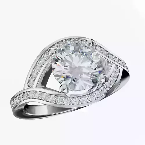 Modern engagement twist ring with diamond 3d print 3D model