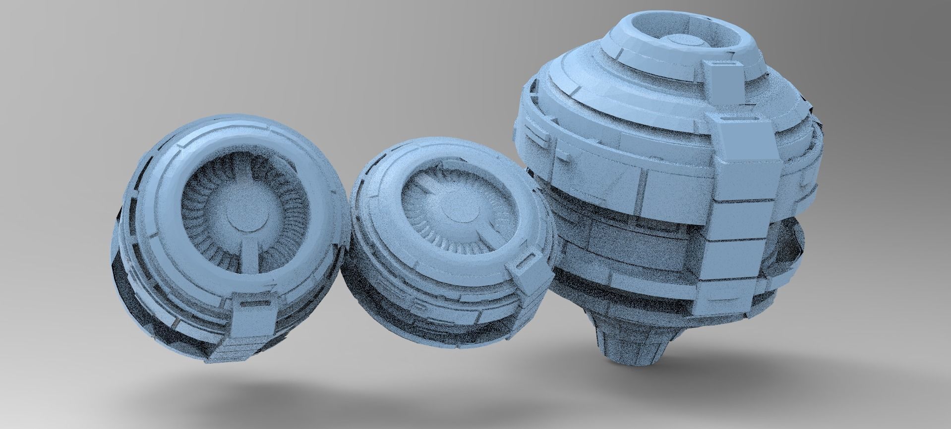 Moon base relay system 3 versions  3D model_1