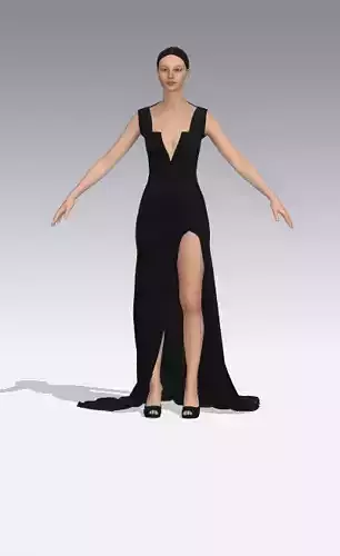 DRESS BLACK SLIT SKIRT 3D model
