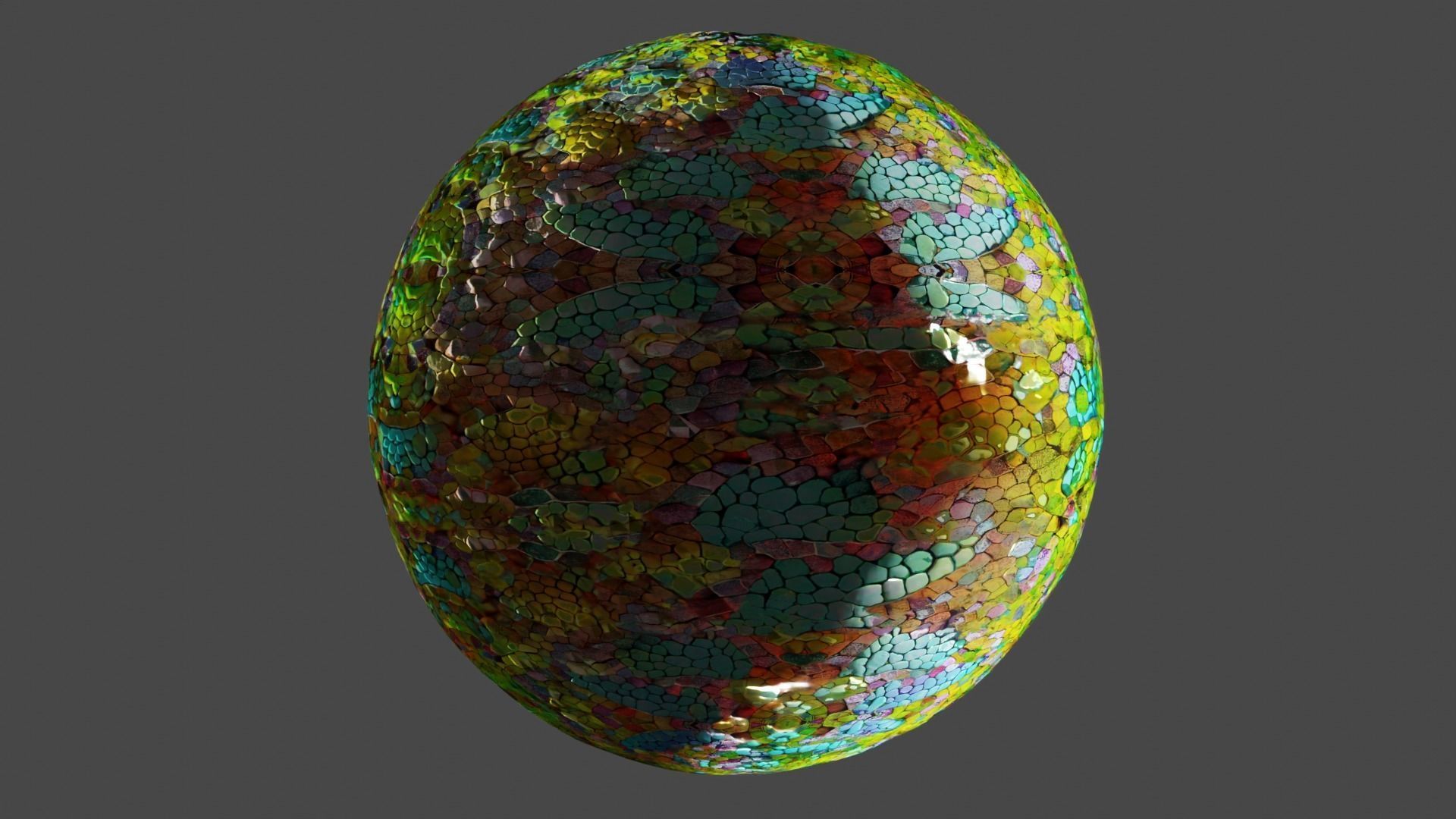 Magic seamless crystal reptile skin Low-poly 3D model_3