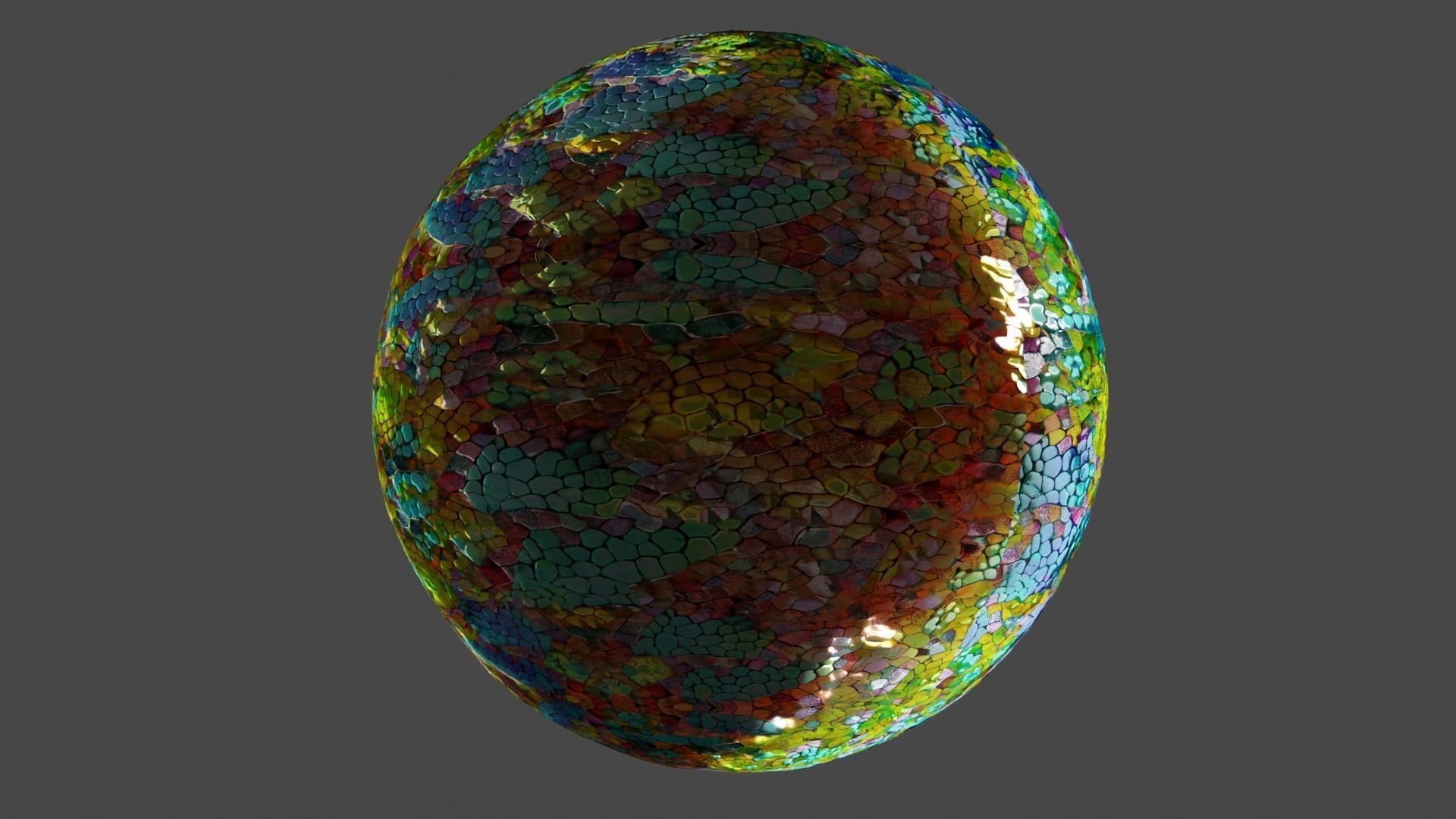 Magic seamless crystal reptile skin Low-poly 3D model_10