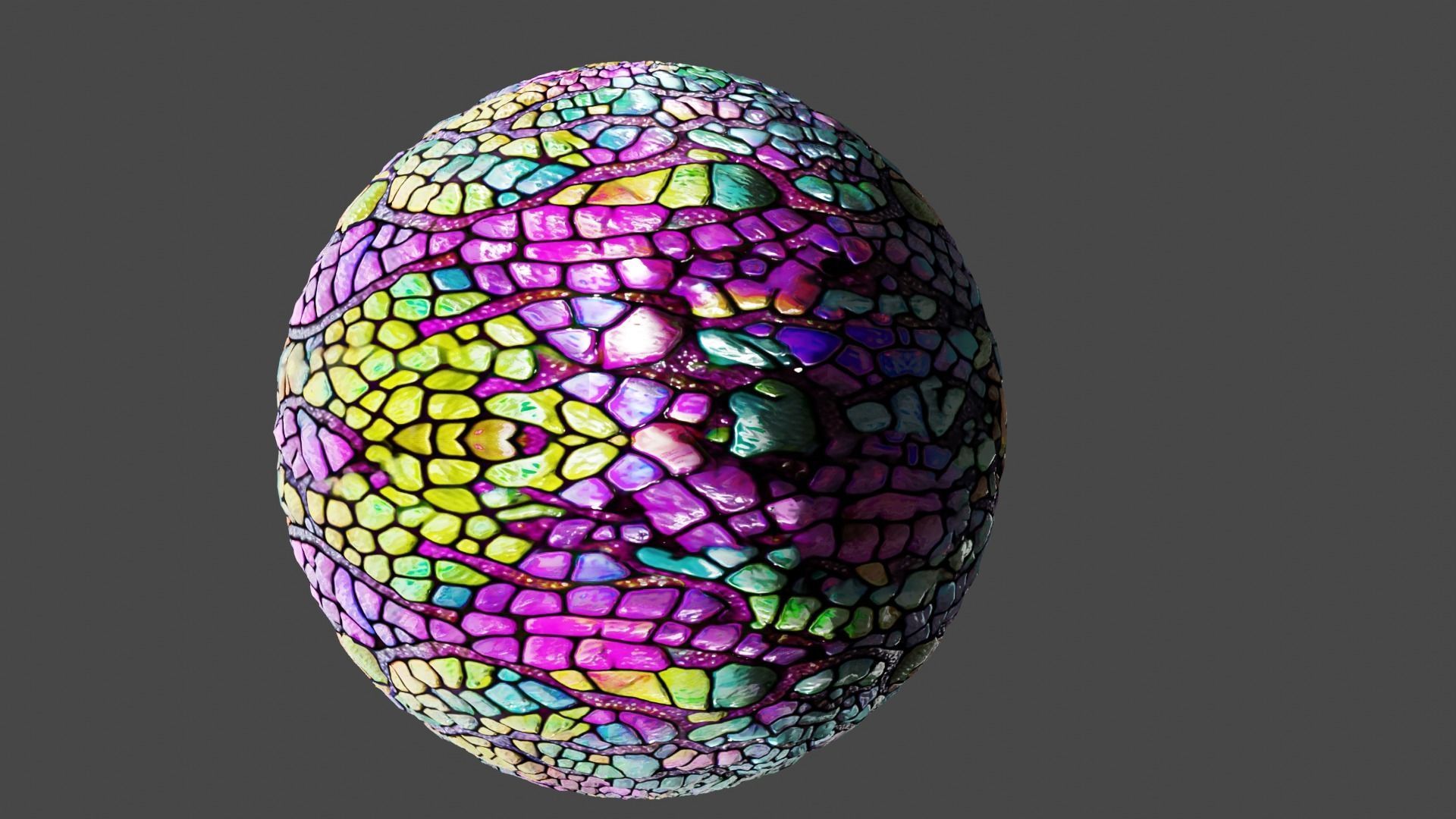 Magic seamless crystal reptile skin Low-poly 3D model_8