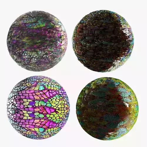 Magic seamless crystal reptile skin Low-poly 3D model