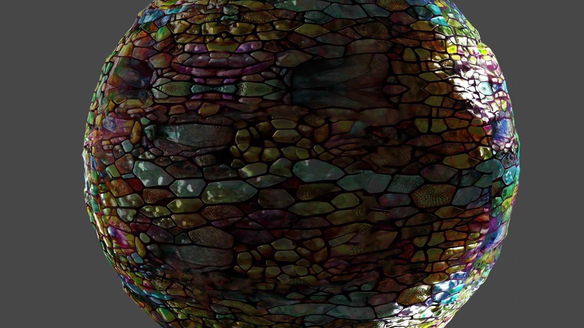 Magic seamless crystal reptile skin Low-poly 3D model_5