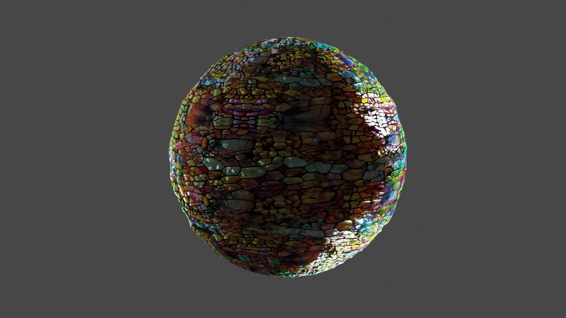 Magic seamless crystal reptile skin Low-poly 3D model_4