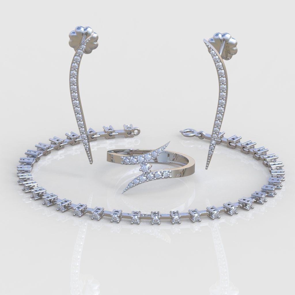 Ring Bracelet Earring and Pendant Set 3D printable model 0020 3D Model Collection_2