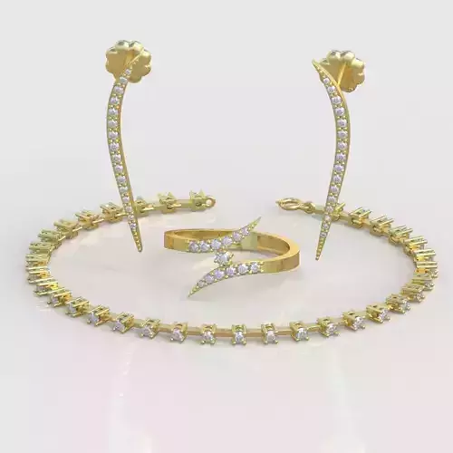 Ring Bracelet Earring and Pendant Set 3D printable model 0020 3D Model Collection