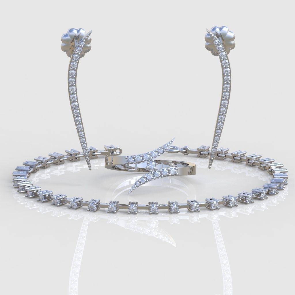 Ring Bracelet Earring and Pendant Set 3D printable model 0020 3D Model Collection_4