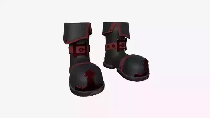 Medieval Boots A08 Black Red - Fantasy Character Design Low-poly 3D model