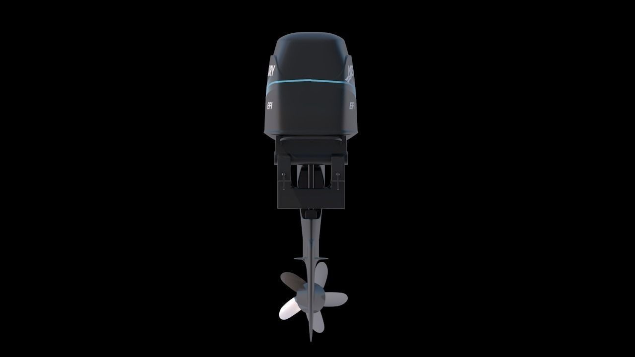 Fishing Boat Outboard Motor Low-poly 3D model_3