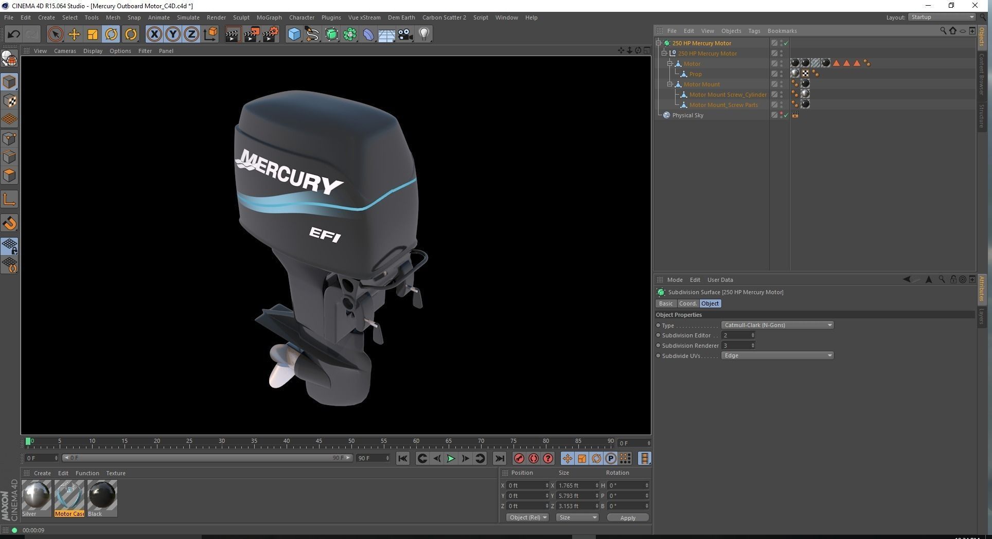 Fishing Boat Outboard Motor Low-poly 3D model_17